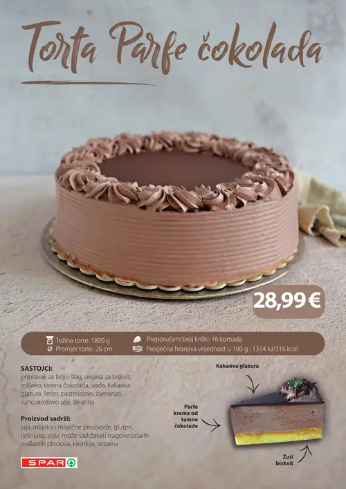 Spar katalog — stranica 7: Torta Parfe čokolada (vrijedi 19. 08. 2026.–25. 08. 2026.)