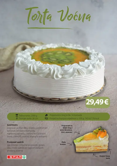 Spar katalog — stranica 13: Torta Voćna (vrijedi 26. 08. 2026.–01. 09. 2026.)