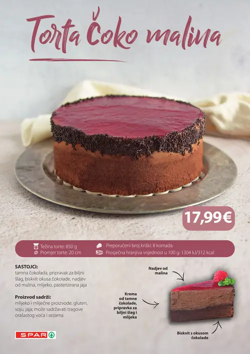 Spar katalog — stranica 6: SPAR Torta čoko malina (vrijedi 26. 08. 2026.–01. 09. 2026.)