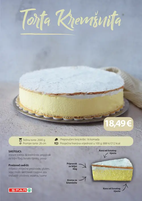 Spar katalog — stranica 9: SPAR Torta Kremšnita (vrijedi 26. 08. 2026.–01. 09. 2026.)