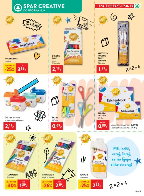 Spar katalog — stranica 19: FLOMASTERI, FLOMASTERI, VODENE BOJE, TEMPERE (vrijedi 29. 07. 2026.–15. 09. 2026.)