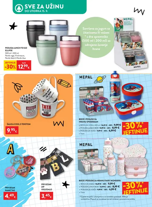 Spar katalog — stranica 32: POSUDA LUNCH TO GO ELLIPSE 500 ml + 200 ml, MEPAL POSUDA LUNCH BOX, MEPAL BOCA ZA VODU, MEPAL POSUDA ZA VOĆE (vrijedi 29. 07. 2026.–15. 09. 2026.)