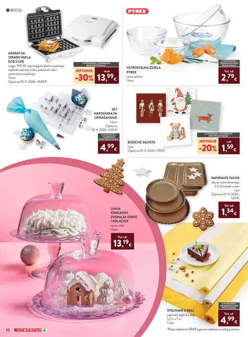 Spar katalog — stranica 12: BOŽIĆNE SALVETE, SET NASTAVAKA ZA UKRAŠAVANJE, ECG APARAT ZA IZRADU VAFLA ECG S 1370, PYREX VATROSTALNA ZDJELA PYREX (vrijedi 07.10.–15.12.2026.)