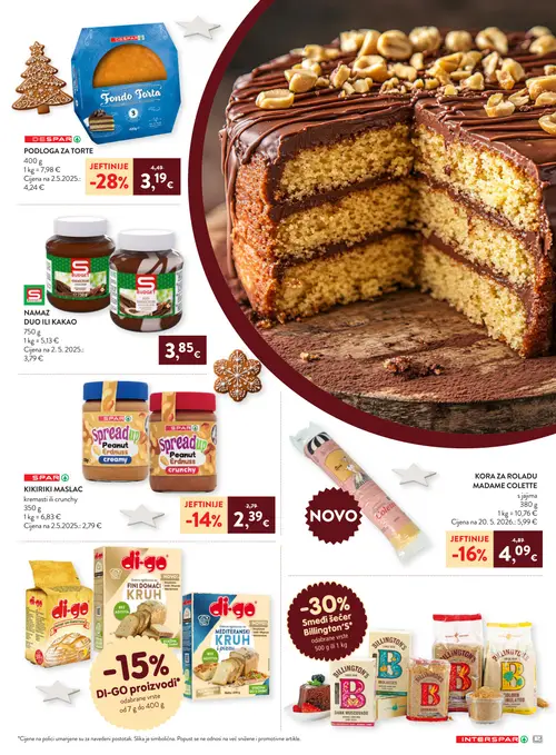 Spar katalog — stranica 5: DESPAR PODLOGA ZA TORTE, SPAR KIKIRIKI MASLAC, BILLINGTON'S Smeđi šećer Billington's*, BUDGET NAMAZ DUO ILI KAKAO (vrijedi 07.10.–15.12.2026.)
