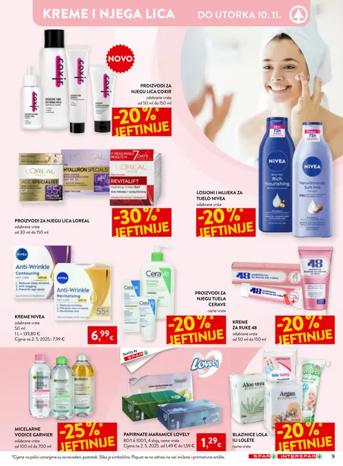 Spar katalog — stranica 9: NIVEA KREME NIVEA, LOVELY PAPIRNATE MARAMICE LOVELY (vrijedi 21.10.–10.11.2026.)