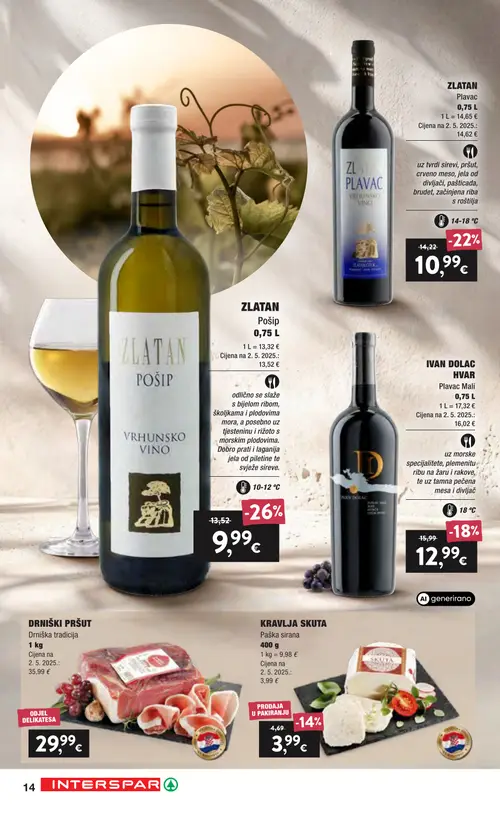 Spar katalog — stranica 14: Zlatan Pošip, Zlatan Plavac, Ivan Dolac Hvar Plavac Mali (vrijedi 16. 09. 2026.–22. 09. 2026.)