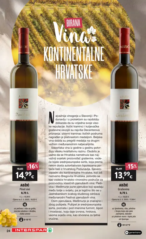 Spar katalog — stranica 24: ADŽIĆ Pinot sivi (vrijedi 16. 09. 2026.–22. 09. 2026.)
