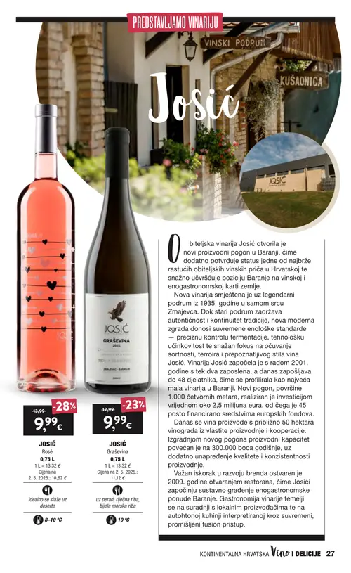 Spar katalog — stranica 27: JOSIĆ Rosé, JOSIĆ Graševina (vrijedi 16. 09. 2026.–22. 09. 2026.)