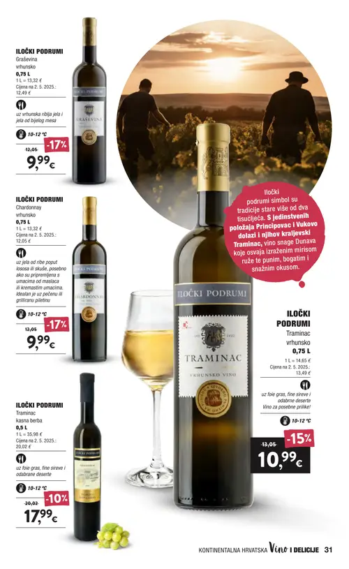 Spar katalog — stranica 31: ILOČKI PODRUMI Chardonnay vrhunsko, ILOČKI PODRUMI Graševina vrhunsko, ILOČKI PODRUMI Traminac vrhunsko (vrijedi 16. 09. 2026.–22. 09. 2026.)