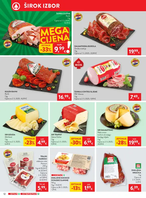 Spar katalog — stranica 14: Ravlić ŠUNKOMAT ZLATNA, Zelene Doline SIR TRAPIST, Paška sirana SIR DALMATINAC, Milchland SIR GOUDA (vrijedi 16. 09. 2026.–22. 09. 2026.)