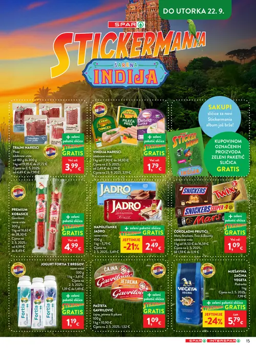 Spar katalog — stranica 22: VEGETA MJEŠAVINA ZAČINA VEGETA ORIGINAL, JADRO NAPOLITANKE JADRO razne vrste (vrijedi 16. 09. 2026.–22. 09. 2026.)