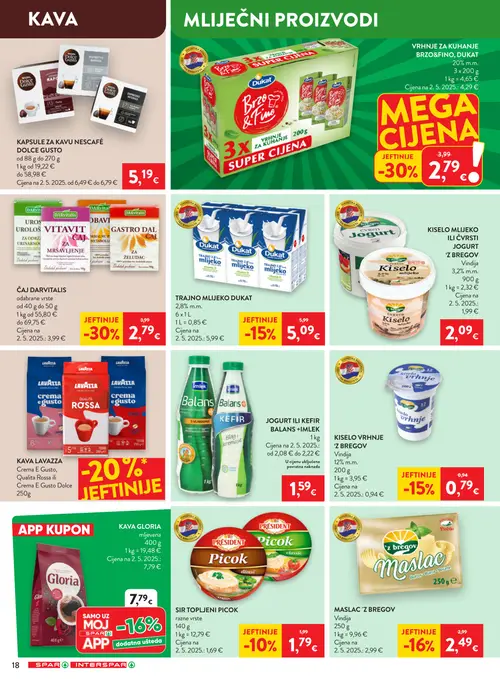 Spar katalog — stranica 26: Dukat VRHNJE ZA KUHANJE BRZO&FINO DUKAT, DARvitalis ČAJ DARVITALIS, 'Z bregov MASLAC 'Z BREGOV, 'Z bregov KISELO VRHNJE 'Z BREGOV (vrijedi 16. 09. 2026.–22. 09. 2026.)