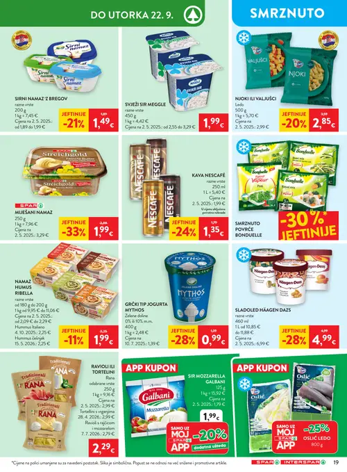 Spar katalog — stranica 27: Svježi sir Meggle, SPAR Miješani namaz, Mythos Grčki tip jogurta, Sladoled Häagen Dazs (vrijedi 16. 09. 2026.–22. 09. 2026.)