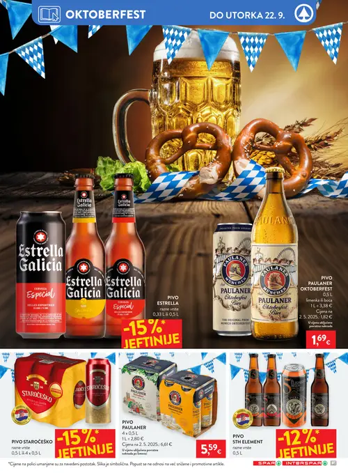 Spar katalog — stranica 30: Estrella Galicia Pivo Estrella Galicia Especial Sin Gluten, Paulaner Pivo Paulaner Oktoberfest Bier, Paulaner Pivo Paulaner Oktoberfest Bier, Staropramen Pivo Staropramen (vrijedi 16. 09. 2026.–22. 09. 2026.)