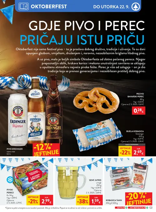 Spar katalog — stranica 31: SENF JUTRO, PIVSKI PERECI, Greisinger BIJELA KOBASICA, PECLVO BAVARSKI PEREC (vrijedi 16. 09. 2026.–22. 09. 2026.)