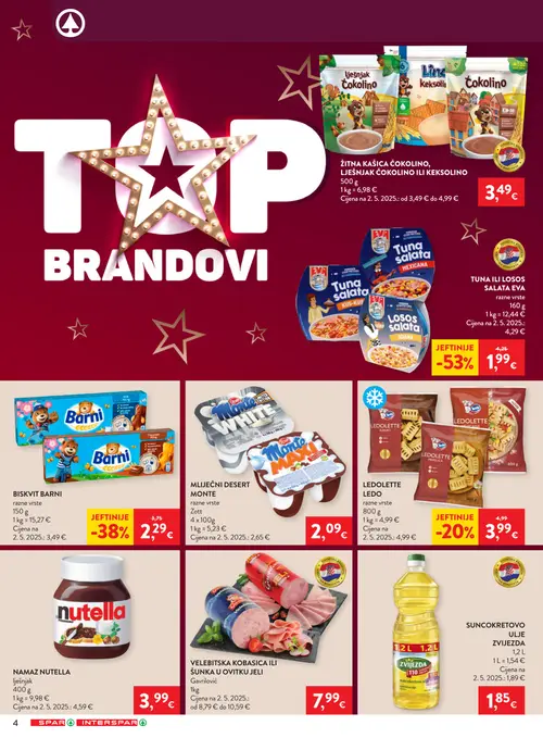 Spar katalog — stranica 4: EVA TUNA ILI LOSOS SALATA EVA, Barni BISKVIT BARNI, LEDO LEDOLETTE (vrijedi 16. 09. 2026.–22. 09. 2026.)