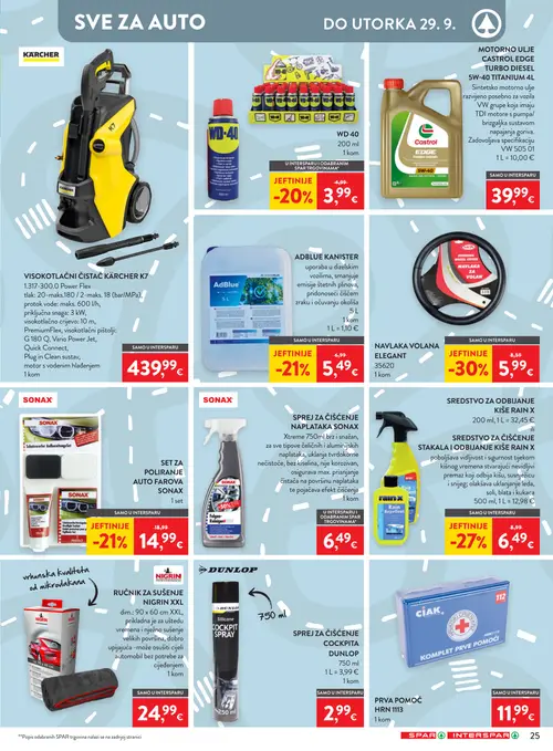 Spar katalog — stranica 40: NAVLA KA VOLANA ELEGANT, RAIN X SREDSTVO ZA ODIBIJANJE KIŠE RAIN X, ADBLUE KANISTER, SONAX SET ZA POLIRANJE AUTO FAROVA (vrijedi 16. 09. 2026.–22. 09. 2026.)