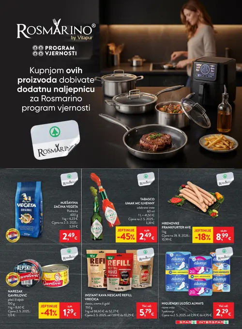 Spar katalog — stranica 10: TABASCO UMAK MC ILHENNY, Gavriloivć NAREZAK GAVRILOVIĆ pileći ili alpski, HRENOVKE FRANKFURTER AVE, Podravka MJEŠAVINA ZAČINA VEGETA (vrijedi 23. 09. 2026.–29. 09. 2026.)