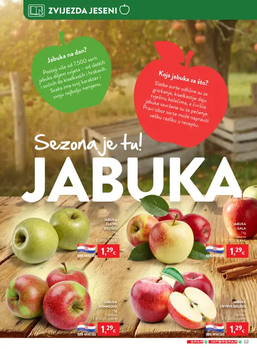 Spar katalog — stranica 12: JABUKA CRVENI DELIŠES, JABUKA ZLATNI DELIŠES, JABUKA JONAGOLD, JABUKA GALA (vrijedi 23. 09. 2026.–29. 09. 2026.)