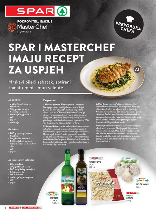 Spar katalog — stranica 18: SPAR PREMIUM MASLINOVO ULJE, SPAR Natur pur BIO ČEŠNJAK, SPAR Natur pur JABUČNI OCAT, SPAR BADEM LISTIĆI (vrijedi 23. 09. 2026.–29. 09. 2026.)