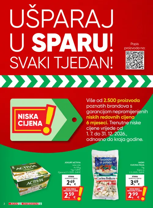 Spar katalog — stranica 2: CUCINA ITALIANA NJOKI CUCINA ITALIANA, ACTIVIA JOGURT ACTAVIA razne vrste (vrijedi 23. 09. 2026.–29. 09. 2026.)