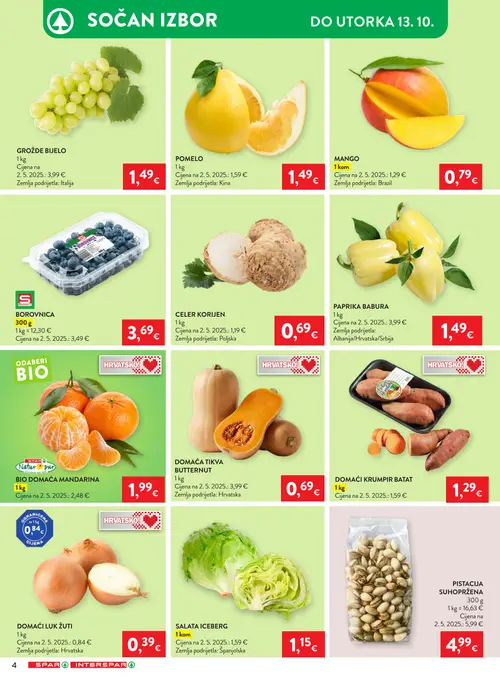 Spar katalog — stranica 4: SPAR Natur-pur BIO DOMAĆA MANDARINA, S BOROVNICA (vrijedi 07.10.–13.10.2026.)