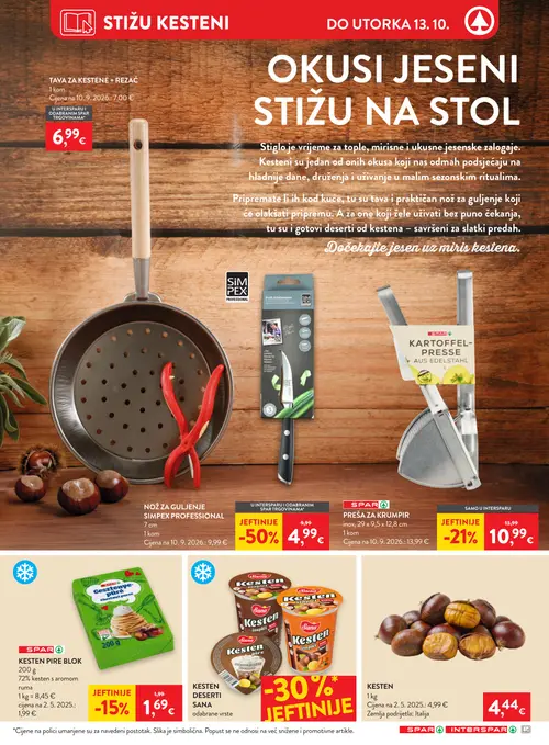 Spar katalog — stranica 5: SIMPEX PROFESSIONAL NOŽ ZA GULJENJE, SPAR PREŠA ZA KRUMPIR, SPAR KESTEN PIRE BLOK (vrijedi 07.10.–13.10.2026.)