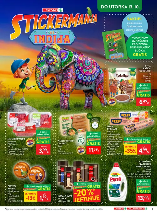 Spar katalog — stranica 6: PIK Vrbovec MLJEVENO MESO razne vrste, RIO MARE TUNA RIO MARE natur ili u maslinovom ulju, Persil DETRDŽENT ZA PRANJE RUBLJA PERSIL tekući, Koko Čokolino (vrijedi 07.10.–13.10.2026.)