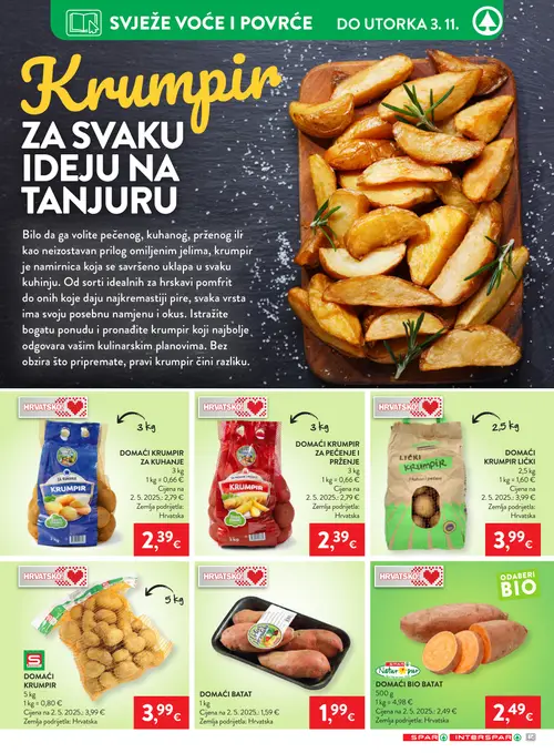 Spar katalog — stranica 7: DOMAĆI KRUMPIR ZA PEČENJE I PRŽENJE (vrijedi 28.10.–04.11.2026.)