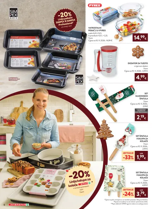 Spar katalog — stranica 8: Set špatula i kalupa za kolače, Set špatula i kalupa za kolače, PYREX Vatrostalni pekač 2 u 1 Pyrex, Dozator za tijesto s mjernom skalom (vrijedi 07.10.–15.12.2026.)