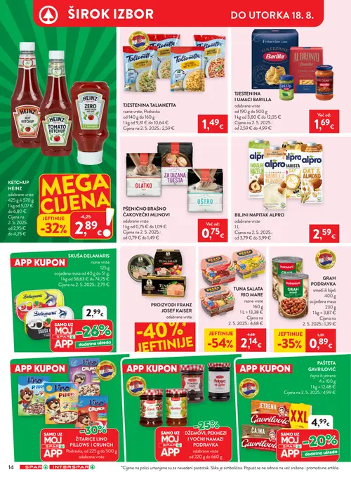 Spar katalog — stranica 15: FRANZ JOSEF KAISER PROIZVODI FRANZ JOSEF KAISER, RIO MARE TUNA SALATA RIO MARE, PODRAVKA GRAH PODRAVKA, HEINZ KETCHUP HEINZ (vrijedi 12. 08. 2026.–18. 08. 2026.)