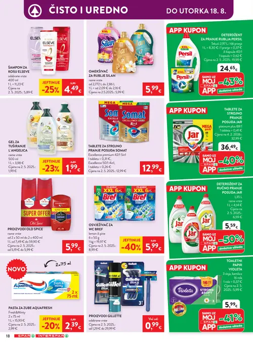Spar katalog — stranica 30: Bref OSVJEŽIVAČ ZA WC BREF, ELSEVE ŠAMPON ZA KOSU ELSEVE, L'ANGELICA GEL ZA TUŠIRANJE L'ANGELICA, Aquafresh PASTA ZA ZUBE AQUAFRESH (vrijedi 12. 08. 2026.–18. 08. 2026.)