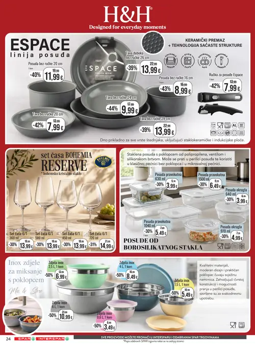 Spar katalog — stranica 38: H&H Zdjelja inox 0,6 L, 1 kom, H&H Zdjelja inox 2,5 L, H&H Zdjelja inox 6 L, 1 kom, H&H Zdjelja inox 1,5 L (vrijedi 12. 08. 2026.–18. 08. 2026.)