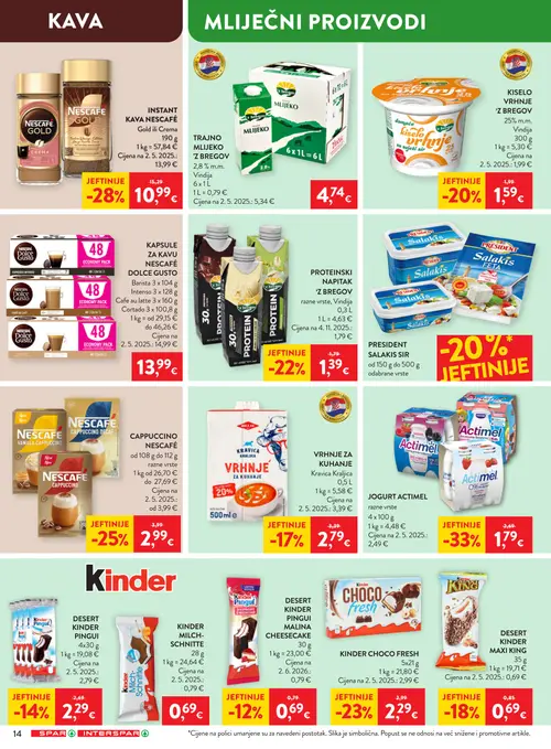 Spar katalog — stranica 18: NESCAFÉ INSTANT KAVA NESCAFÉ Gold ili Crema, KINDER DESERT KINDER MAXI KING, 'Z BEGOV TRAJNO MLIJEKO 'Z BEGOV, 'Z BEGOV KISELO VRHNJE 'Z BEGOV (vrijedi 19. 08. 2026.–25. 08. 2026.)