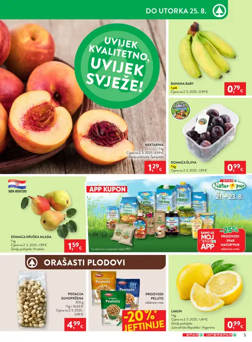 Spar katalog — stranica 5: DOMAČA ŠLJIVA, BANANA BABY (vrijedi 19. 08. 2026.–25. 08. 2026.)