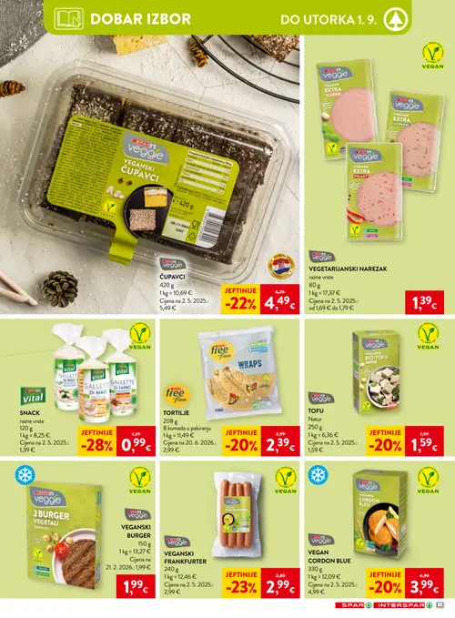 Spar katalog — stranica 16: Vital SNACK gallette di riso, Vital SNACK gallette di farro, Vital SNACK gallette di mais, SPAR Veggie VEGANSKI FRANKFURTER (vrijedi 26. 08. 2026.–01. 09. 2026.)