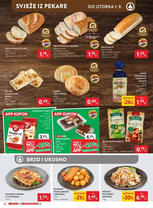 Spar katalog — stranica 18: RIŽOTO S PILETINOM I POVRCEM, TOAST INTEGRALNI TVOJIH PET MINUTA, PANIRANI PILEĆI ZABATAK OTKOŠTENI (vrijedi 26. 08. 2026.–01. 09. 2026.)