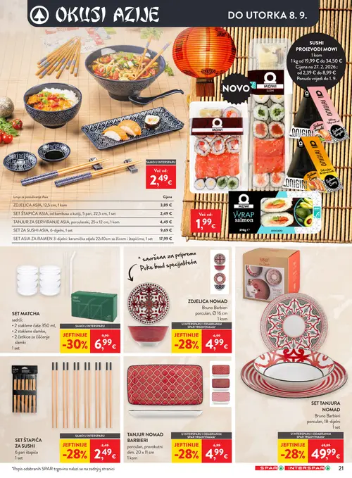 Spar katalog — stranica 27: MOWI MOWI sushi, SET, SET ŠTAPIĆA ZA SUSHI, Bruno Barbieri ZDJELICA NOMAD (vrijedi 26. 08. 2026.–01. 09. 2026.)
