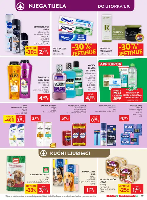 Spar katalog — stranica 31: HEAD&SHOULDERS ŠAMPON HEAD&SHOULDERS, BUDGET SUHA HRANA ZA PSE, NIVEA DEO PROIZVODI NIVEA, Molly HRANA ZA MAČKE MOLLY (vrijedi 26. 08. 2026.–01. 09. 2026.)