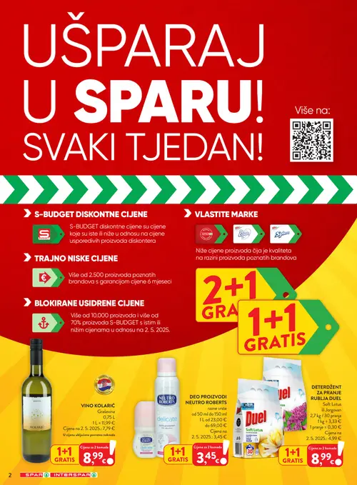 Spar katalog — stranica 2: Duel DETERDŽENT ZA PRANJE RUBLJA DUEL, Neutro Roberts DEO PROIZVODI NEUTRO ROBERTS (vrijedi 02.09.–08.09.2026.)
