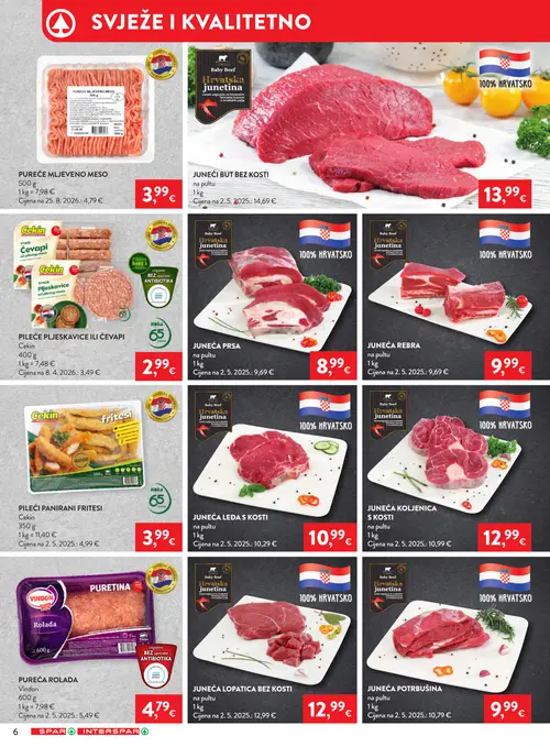 Spar katalog — stranica 8: Cekin PILEĆI PANIRANI FRITESI, PUREĆE MLJEVENO MESO, Cekin PILEĆE PLJESKAVICE ILI ĆEVAPI, Vindon PUREĆA ROLADA (vrijedi 02.09.–08.09.2026.)