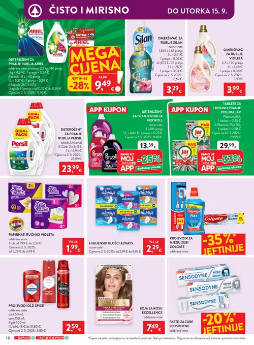 Spar katalog — stranica 26: Ariel Deterdžent za pranje rublja Ariel, Colgate Proizvodi za njegu zubi Colgate, Old Spice Proizvodi Old Spice, Silan Omekšivač za rublje Silan (vrijedi 09. 09. 2026.–15. 09. 2026.)