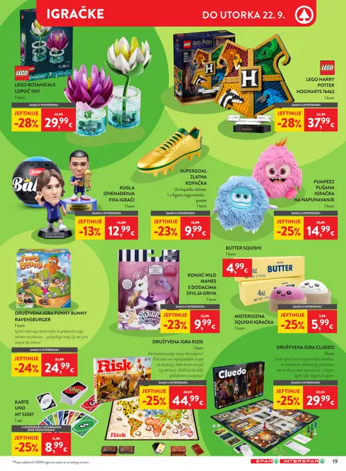 Spar katalog — stranica 32: LEGO BOTANICALS LOPOČ 11511, LEGO HARRY POTTER HOGWARTS 76462, DRUŠTVENA IGRA CLUEDO, DRUŠTVENA IGRA RIZIK (vrijedi 09. 09. 2026.–15. 09. 2026.)