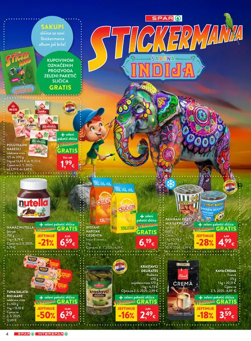 Spar katalog — stranica 4: Nutella NAMAZ NUTELLA lješnjak, Franck KAVA CREMA Franck, Cekin PANIRANI PILEĆI MIX ILI KRILCA Cekin, Podravka KRASTAVCI DELIKATES Podravka (vrijedi 09. 09. 2026.–15. 09. 2026.)