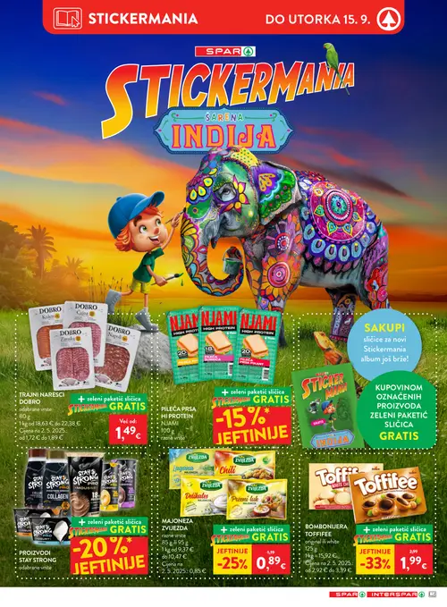Spar katalog — stranica 5: Toffifee BOMBONIJERA Toffifee original ili white, ZVIJEZDA MAJONEZA ZVIJEZDA razne vrste, STAY STRONG odabrane vrste, PILEĆA PRSA HI PROTEIN NJAMI (vrijedi 09. 09. 2026.–15. 09. 2026.)