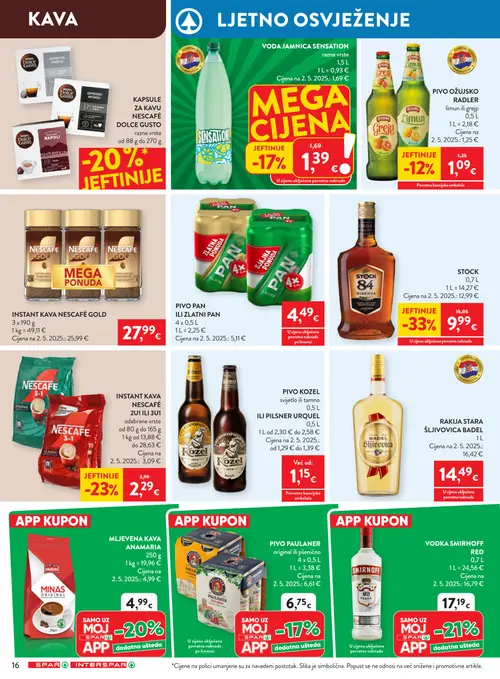 Spar katalog — stranica 26: Stock STOCK, Jamnica VODA JAMNICA SENSATION razne vrste, Ožujsko Pivo OŽUJSKO RADLER limun ili grejp, Badel RAKIJA STARA ŠLJIVOVICA BADEL (vrijedi 12. 08. 2026.–18. 08. 2026.)