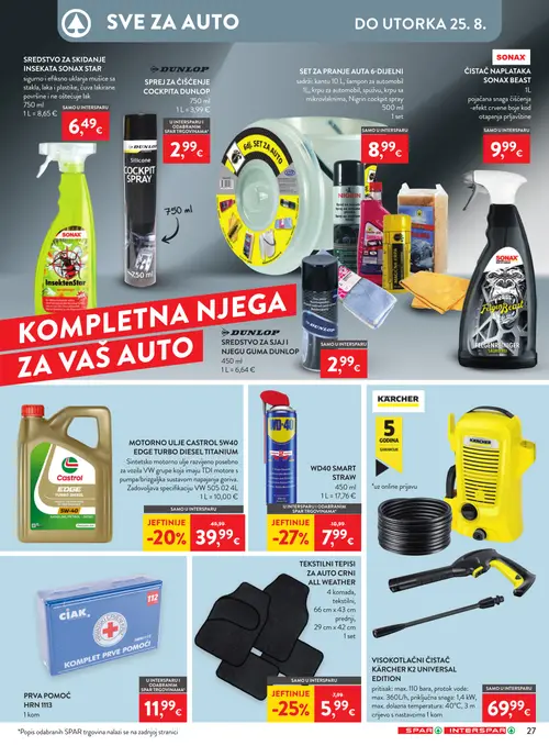 Spar katalog — stranica 41: WD-40 WD40 SMART STRAW, TEKSTILNI TEPISI ZA AUTO CRNI ALL WEATHER, Castrol MOTORNO ULJE CASTROL 5W40 EDGE TURBO DIESEL TITANIUM (vrijedi 12. 08. 2026.–18. 08. 2026.)