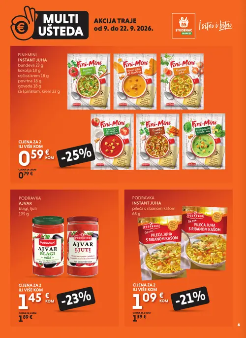 Studenac katalog — stranica 6: FINI-MINI INSTANT JUHA, FINI-MINI INSTANT JUHA, FINI-MINI INSTANT JUHA, FINI-MINI INSTANT JUHA (vrijedi 09. 09. 2026.–22. 09. 2026.)