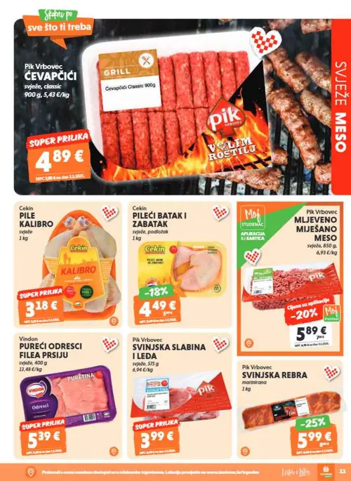 Studenac katalog — stranica 11: Pik Vrbovec Pik Vrbovec Mljeveno miješano meso svježe (vrijedi 01. 07. 2026.–14. 07. 2026.)