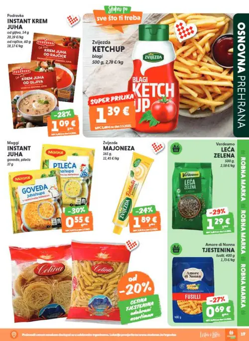 Studenac katalog — stranica 19: Zvijezda KETCHUP blagi, Amore di Nonna TSESTENINA fusilli, Podravka INSTANT KREM JUHA, Podravka INSTANT KREM JUHA (vrijedi 01. 07. 2026.–14. 07. 2026.)